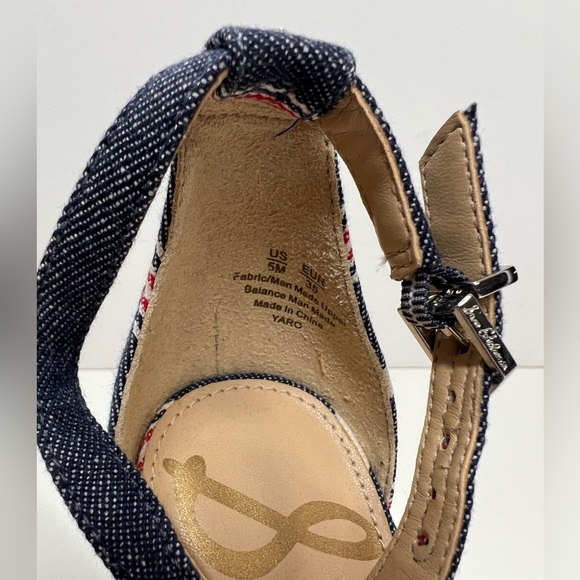 Sam Edelman Yaro Block Heels in Susie Stripe denim Red White and Blue NEW Size 5 - Picture 7 of 11